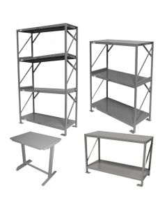 Industrial Shelving is industrial grade steel shelving that provides heavy duty surfaces for storing products and materials.