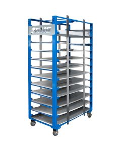 The Light Fixture Cart (LFC-2448) fits through a standard 80” (2032 mm) doorway. Pictured with light fixtures loaded (not included).