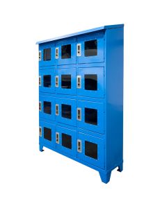 Each locker compartment locks individually, while 8” x 8” plexi-glass windows offer full visibility to contents