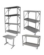 Industrial Shelving is industrial grade steel shelving that provides heavy duty surfaces for storing products and materials.