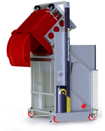 The MegaDumper is a heavy-duty industrial bin dumper for emptying large bins up to 1,323 lbs