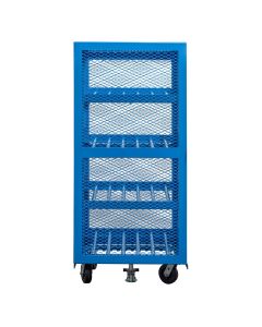 Mobile Security Cage, 24x34x72, Dual Entry, 4 Gravity Flow Shelves