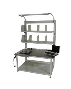 The Shipping & Receiving Desk is a fully adjustable packing desk with a variety of modular features for optimized ergonomic use.