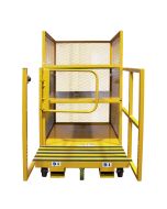 Order Picker Cart, 60x42, 3 Fixed Shelves, Enclosed Sides, Swing Gate