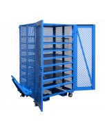 Mobile Security Cage, 30x40x66, 9 Shelves, Towable