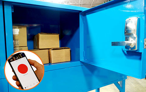 industrial locker compartment with smart locks